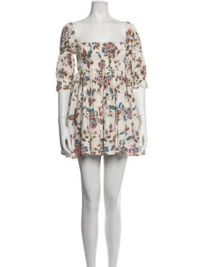 Pre-owned Misa Floral Print Mini Dress In Blue/brown/green