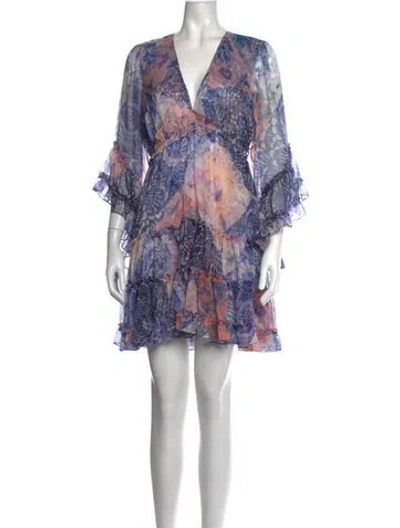 Pre-owned Misa Floral Print Mini Dress In Blue/purple