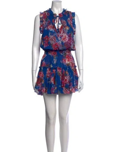 Pre-owned Misa Floral Print Mini Dress In Blue/red