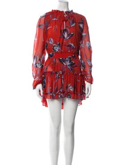 Pre-owned Misa Floral Print Mini Dress In Blue/red