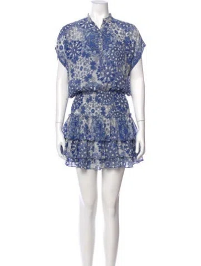 Pre-owned Misa Floral Print Mini Dress In Blue/white