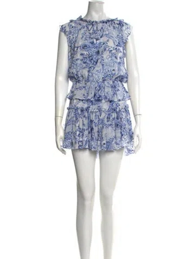 Pre-owned Misa Floral Print Mini Dress In Blue/white