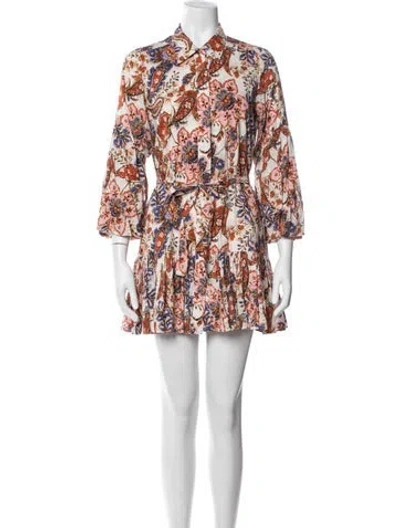 Pre-owned Misa Floral Print Mini Dress In Blue/white