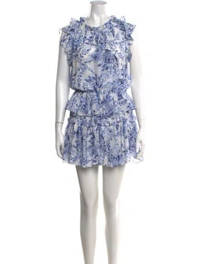Pre-owned Misa Floral Print Mini Dress In Blue/white