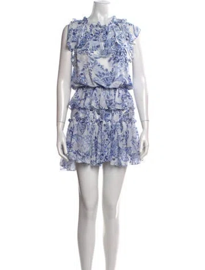 Pre-owned Misa Floral Print Mini Dress In Blue/white