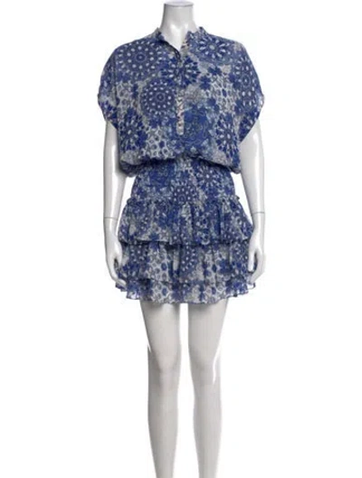 Pre-owned Misa Floral Print Mini Dress In Blue/white