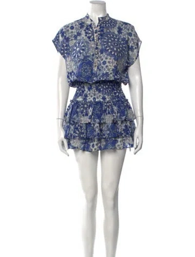 Pre-owned Misa Floral Print Mini Dress In Blue/white