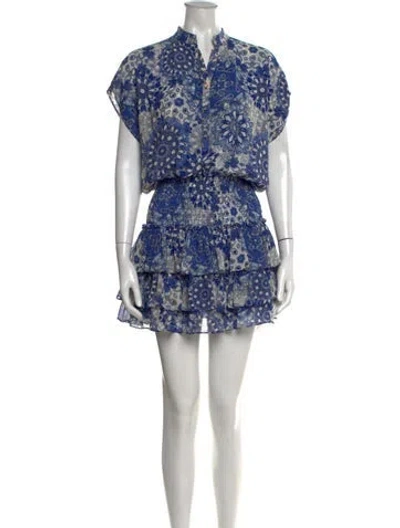 Pre-owned Misa Floral Print Mini Dress In Blue/white