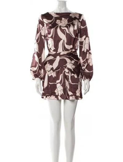Pre-owned Misa Floral Print Mini Dress In Burgundy