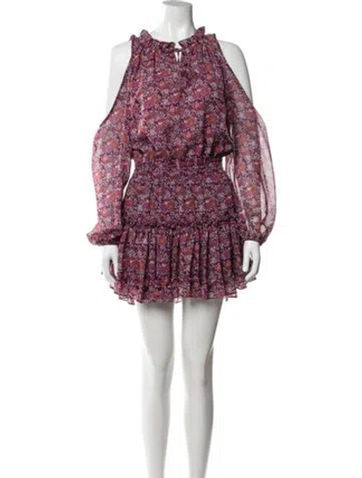 Pre-owned Misa Floral Print Mini Dress In Burgundy