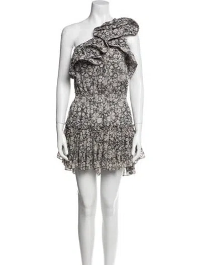 Pre-owned Misa Floral Print Mini Dress In Gray
