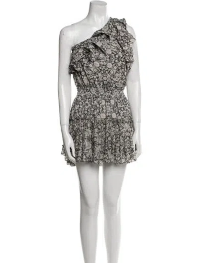 Pre-owned Misa Floral Print Mini Dress In Gray