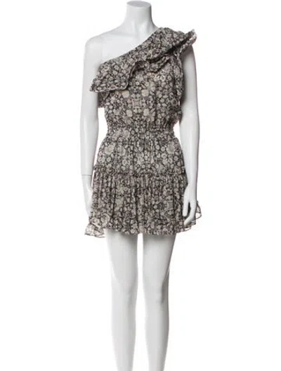 Pre-owned Misa Floral Print Mini Dress In Gray