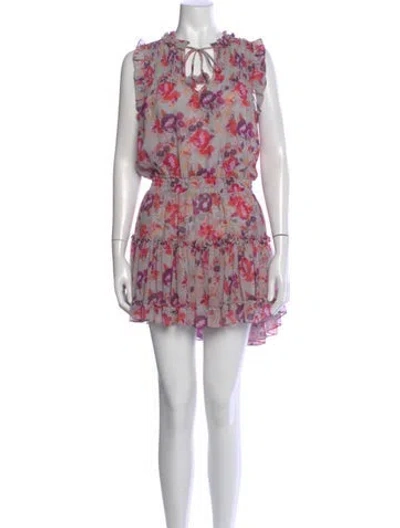 Pre-owned Misa Floral Print Mini Dress In Gray
