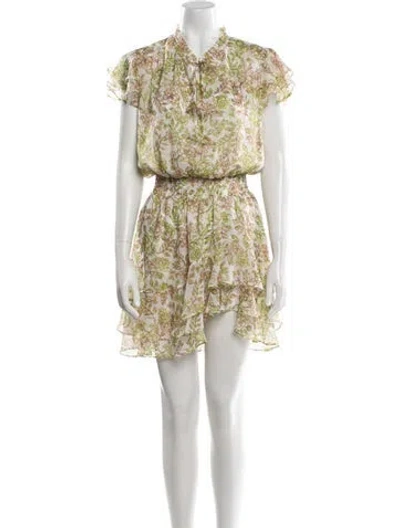 Pre-owned Misa Floral Print Mini Dress In Green