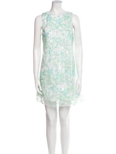 Pre-owned Misa Floral Print Mini Dress In Green