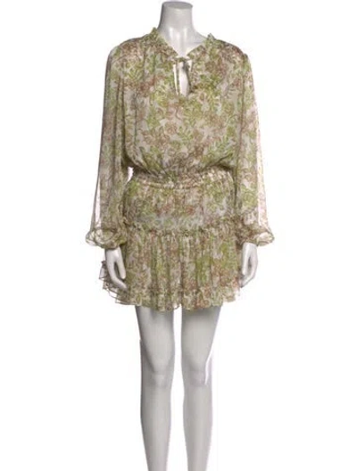 Pre-owned Misa Floral Print Mini Dress In Green