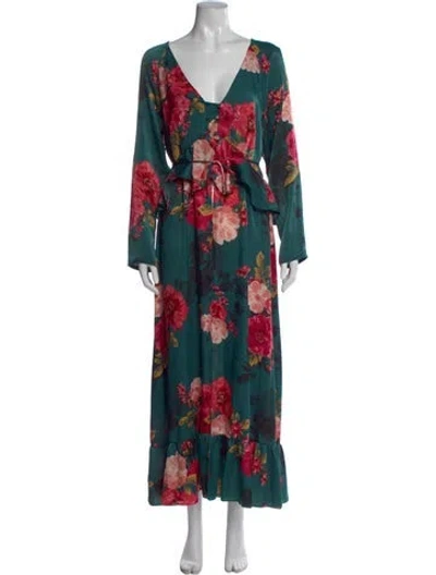 Pre-owned Misa Floral Print Mini Dress In Green