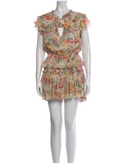 Pre-owned Misa Floral Print Mini Dress In Green