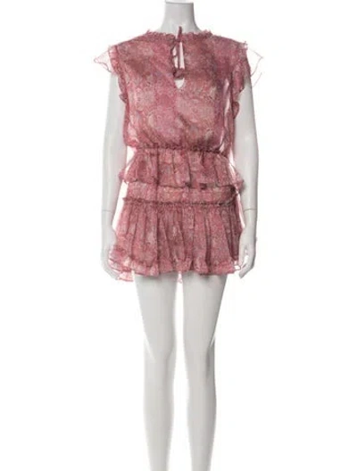 Pre-owned Misa Floral Print Mini Dress In Green