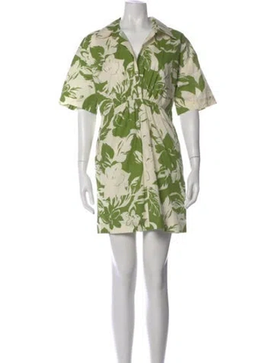 Pre-owned Misa Floral Print Mini Dress In Green