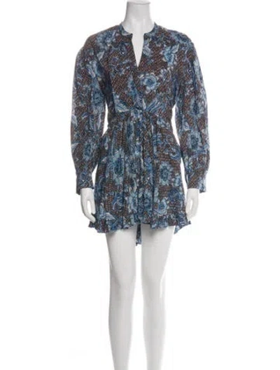 Pre-owned Misa Floral Print Mini Dress In Green