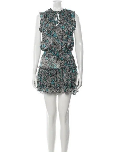 Pre-owned Misa Floral Print Mini Dress In Green