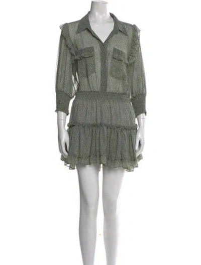Pre-owned Misa Floral Print Mini Dress In Green