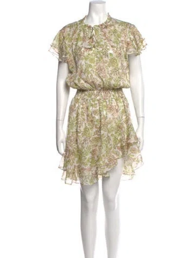 Pre-owned Misa Floral Print Mini Dress In Green