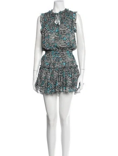 Pre-owned Misa Floral Print Mini Dress In Green