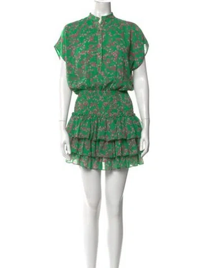 Pre-owned Misa Floral Print Mini Dress In Green