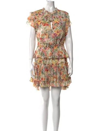 Pre-owned Misa Floral Print Mini Dress In Green