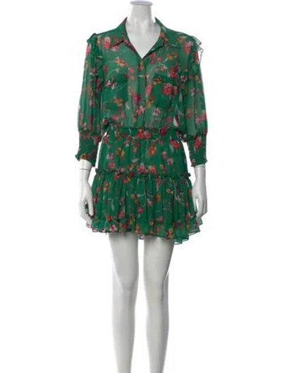 Pre-owned Misa Floral Print Mini Dress In Green