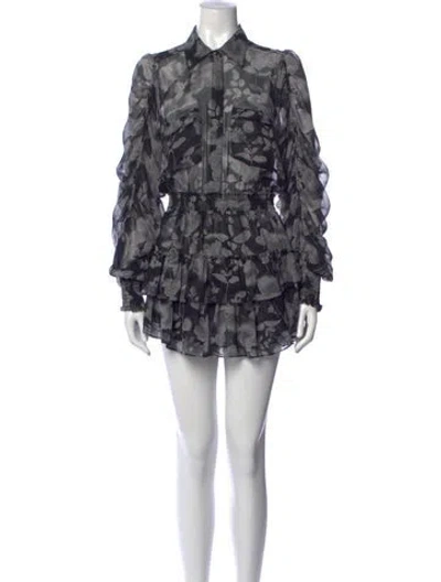 Pre-owned Misa Floral Print Mini Dress In Grey