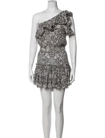 Pre-owned Misa Floral Print Mini Dress In Grey