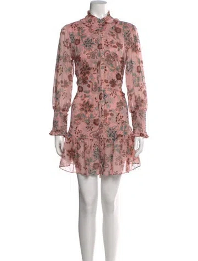 Pre-owned Misa Floral Print Mini Dress In Metallic/pink
