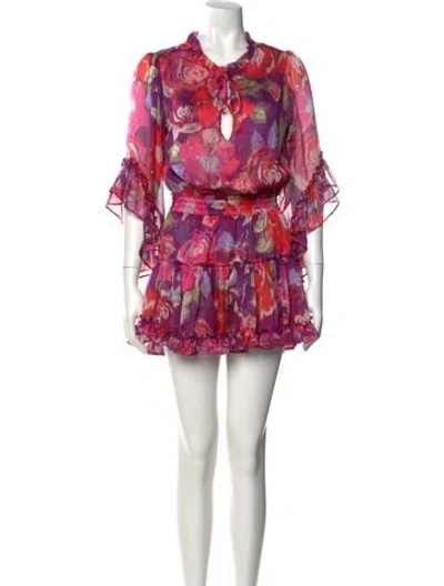 Pre-owned Misa Floral Print Mini Dress In Multi
