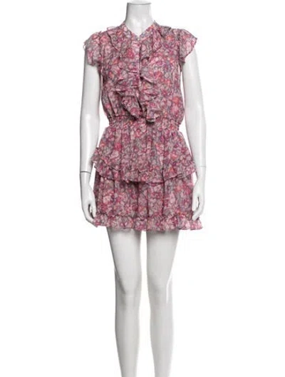 Pre-owned Misa Floral Print Mini Dress In Multicolor