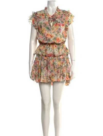 Pre-owned Misa Floral Print Mini Dress In Neutral