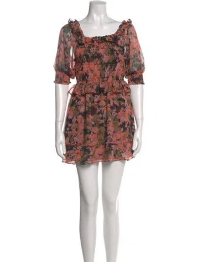 Pre-owned Misa Floral Print Mini Dress In Neutral
