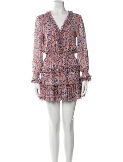 Pre-owned Misa Floral Print Mini Dress In Neutral