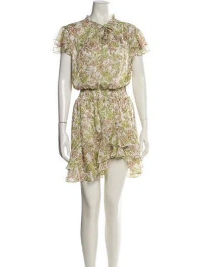 Pre-owned Misa Floral Print Mini Dress In Neutral