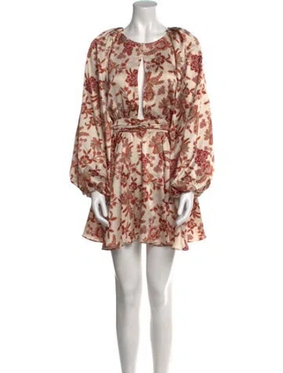 Pre-owned Misa Floral Print Mini Dress In Neutral