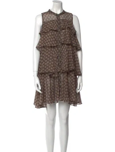Pre-owned Misa Floral Print Mini Dress In Neutral