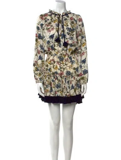 Pre-owned Misa Floral Print Mini Dress In Neutral