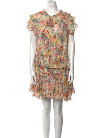 Pre-owned Misa Floral Print Mini Dress In Neutral