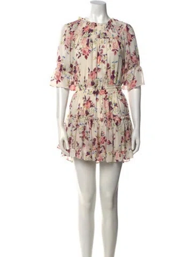 Pre-owned Misa Floral Print Mini Dress In Neutral