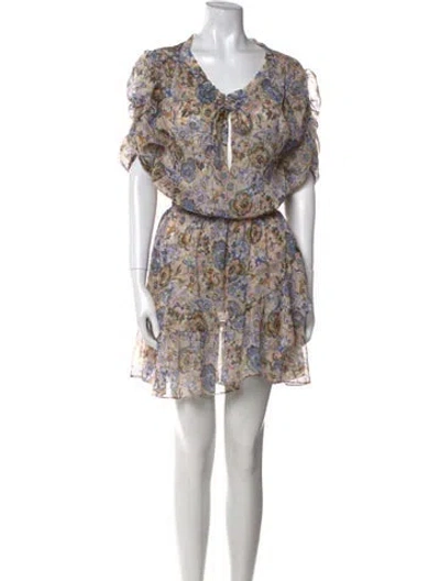 Pre-owned Misa Floral Print Mini Dress In Neutral