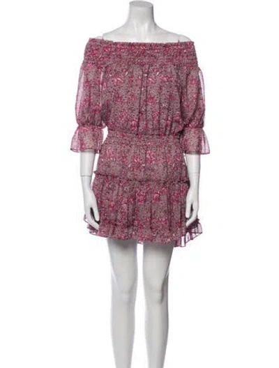 Pre-owned Misa Floral Print Mini Dress In Neutral