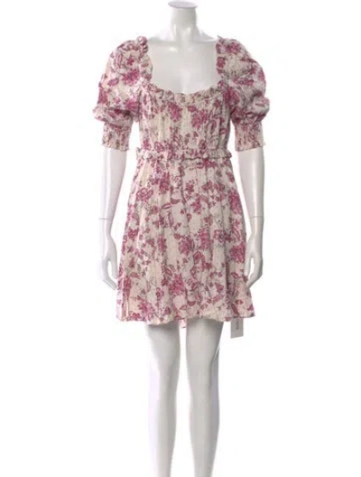 Pre-owned Misa Floral Print Mini Dress In Neutral
